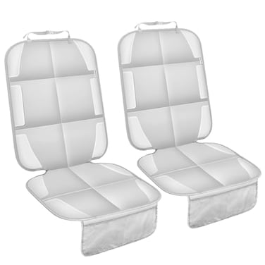 Meolsaek Car Seat Protector for Child Car Seat Durable 600D Fabric Waterproof Car Seat Cover with Thick Pad NonSlip BackingNo Imprints Light Gray2 pcs