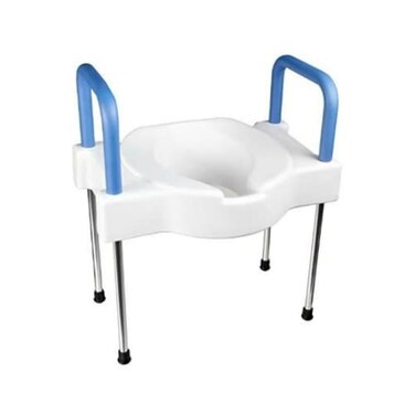 مقعد مرحاض مرتفع SP Ableware 9155 TallEtte بسطح جلوس وقاعدة عريضة للغاية، لون أبيض