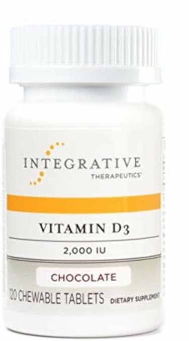 فيتامين د3 من شركة Integrative Therapeutics، 2000 وحدة دولية، فيتامين د لصحة العظام، يدعم جهاز المناعة، خالٍ من الغلوتين، خالٍ من منتجات الألبان، بنكهة الشوكولاتة، 120 قرصًا للمضغ، 120 حصة