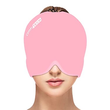 ComfiTECH Head Ice Pack Wrap Cold Cap Cooling Gel Hat Medium Pink