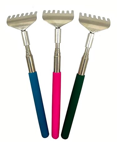 Qaoquda 3Pack Back Scratchers Portable Extendable Telescopic Metal Backscratchers Hand Massager Manual Back Scratcher with Rubber Handles Back MassagersRandom Color