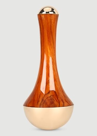 HEALTHANDWEALTH Ayurvedic Kansa Wand Face Foot and Body Massager 2 in 1 Massager with Comfortable Grip Deep Relaxation Massage Tool Teak Wood Handle Natural