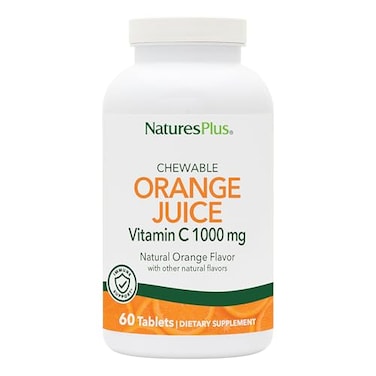 NaturesPlus Orange Juice 60 Chewable Tablets 1000mg Vitamin C HighPotency Immune Support Supplement Antioxidant Vegan Gluten Free 60 Servings
