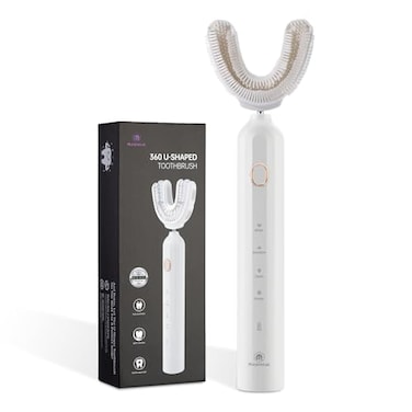 Magentak Ultrasonic UShaped Toothbrush for Adults Electric Toothbrush for Teeth Whitening Automatic 360degree with Waterproof IPX7 4 Modes for CleaningWhite