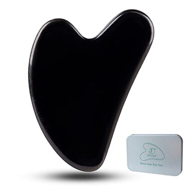 Ditind Gua Sha Facial Tools Black Obsidian Gua Sha Massage Tool Natural Jade Guasha Tool for Face and Body Skin Massage Gua Sha Set for SPA Acupuncture Therapy Trigger Point Treatment