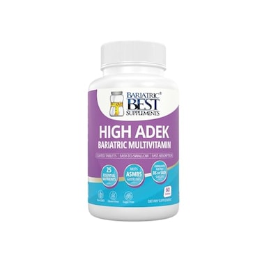 مكمل غذائي عالي الجودة لجراحة السمنة (ADEK) - فيتامينات متعددة قابلة للذوبان في الدهون - مناسب لجراحة السمنة (DS SADI BPDDS) - يحتوي على 25 عنصرًا غذائيًا أساسيًا - متوافق مع معايير الجمعية الأمريكية لجراحة السمنة واللياقة البدنية (ASMBS) - صنع في الولايات المتحدة الأمريكية - 60 قرصًا - يكفي لمدة شهر