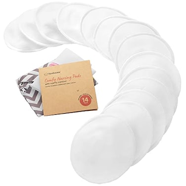 KeaBabies Organic Nursing Pads 14 Washable Breast PadsWash Bag Soft White M 46