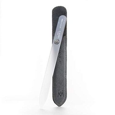 GERMANIKURE Glass Nail File in Suede Sleeve All You Need is Less Professional Crystal Nail File for Natural Nails Ideal Manicure Pedicure Tool for Smooth Easy Shaping Nail Care Gift