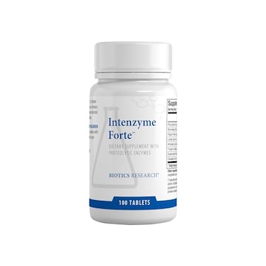 مكمل غذائي من شركة Biotics Research، إنتينزيم فورت، يحتوي على إنزيمات البنكرياس المحللة للبروتين: البنكرياتين، والبروميلين، والباباين، والليباز، والأميلاز. يدعم هضم البروتين الصحي ووظائف الجهاز المناعي والدورة الدموية. ١٠٠ قرص.