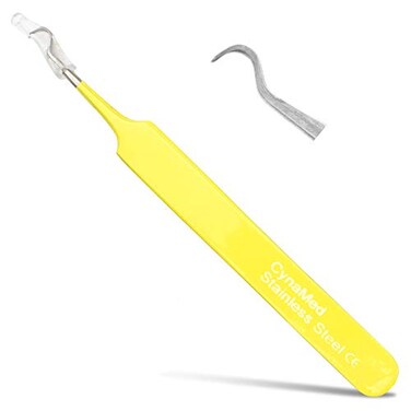 Cynamed Blackhead Tweezer Professional Curved Steel Tip Surgical Comedone Splinter Extractor Ideal Blemish Acne Remover Tool Means Flawless Facial Skin Yellow