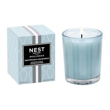 NEST New York Scented Votive Candle Driftwood Chamomile 2 oz Up to 28Hour Burn Time Reusable Glass Vessel