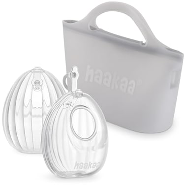 haakaa Wearable Silicone Breast Pump with Steriliser Bag 2in1 HandsFree Passive Breast Milk Catcher for Nursing Mom Breastfeeding Essentials 2Pack 75ml Pumps 1 Steriliser Bag