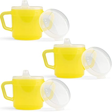 Providence Spillproof Compact 8oz Adult Sippy Cup with 2 Handles Sip Cups for Adults for Limited Mobility Handicapped Accessories Handicap Cups for Elderly Care Made in the USA PSC Brand Yellow 3