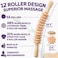 COZLOW Wooden Massage Roller Stick 12 Rollers Curved Wood Therapy Massage Tool for Body Sculpting Fascia Release Lymphatic Drainage Maderotherapy Helps Reduce Cellulite Appearance