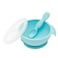 طقم تغذية الأطفال من السيليكون من بامكينز مع قاعدة شفط، يتضمن ملعقة وغطاء، ضروري لفطام الطفل ذاتيًا، لون أزرق