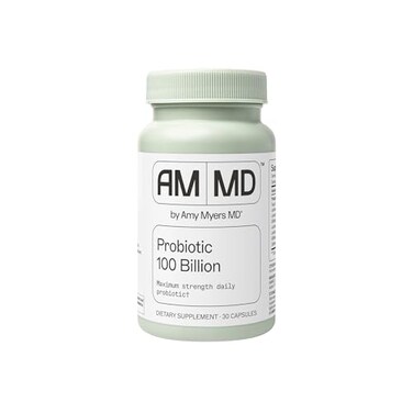 كبسولات بروبيوتيك من إيمي مايرز، دكتوراه في الطب، ١٠٠ مليار وحدة بروبيوتيك، قوة قصوى، مكمل غذائي يومي لصحة الجهاز الهضمي، يدعم الهضم والمناعة
