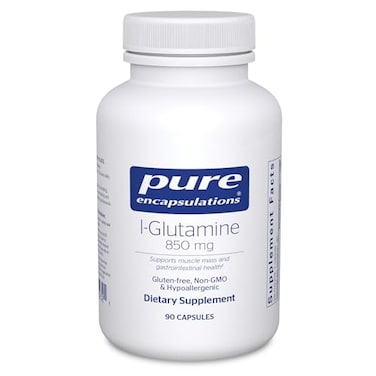 مكمل غذائي Pure Encapsulations LGlutamine بتركيز 850 ملغ لدعم المناعة والهضم، صحة الأمعاء وإصلاح بطانتها، تعزيز عملية الأيض ودعم العضلات، 90 كبسولة