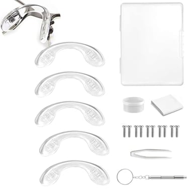 BEHLINE 5PCS Eyeglasses Nose Pads Glasses Bridge StrapSaddle BridgeSoft Silicone AntiSlip Replacement NosepadsScrewin Eyeglasses Nose Piece for Eye Glasses Sunglass Eyewear Repair LargeAdult