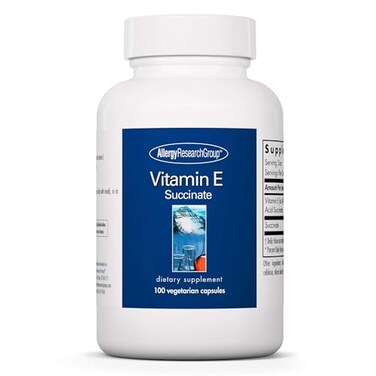 Allergy Research ARG Vitamin E Succinate 400 IU dAlphaTocopheryl Succinate Antioxidant Energy Support Dry Powder Vegetarian Capsules Hypoallergenic Formula 100 Servings 100 Capsules