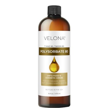 velona Polysorbate 80 by Velona 16 Fl Oz Solubilizer Food Cosmetic Grade All Natural for Cooking Skin Care and Bath Bombs Sprays Foam Maker Use Today Enjoy Results