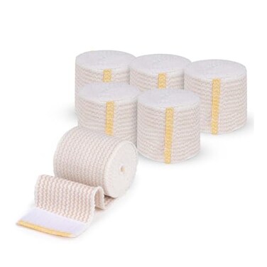 GT Premium Elastic Bandage Wrap 2 6 Pack Hook Loop Fasteners at Both Ends Latex Free Hypoallergenic Compression Roll Reusable Bandages for Waist Legs Elbow Knee Wrap