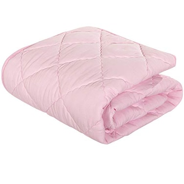 NTBAY Down Alternative Oversized Toddler Comforter Super Soft and Warm Solid Color Baby Crib Quilted Blanket 43x60 inches Pink