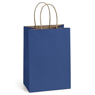 أكياس هدايا صغيرة من BagDream بمقابض، 525 × 3 × 8 بوصة، لون أزرق داكن، عبوة من 50 كيسًا بالجملة