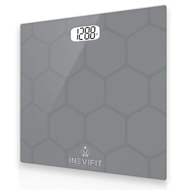 ميزان حمام INEVIFIT، ميزان رقمي عالي الدقة لقياس وزن الجسم حتى 400 رطل، مزود ببطاريات.