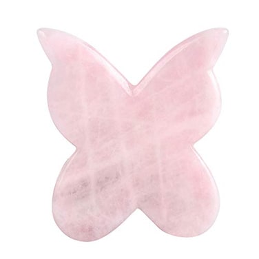 LZLRUN Rose Quartz Jade Roller Real Jade Gua Sha Board Mushroom Massager Face Lifting Tool Facial Guasha Massage Tool Butterfly Shape