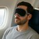قناع العين Jet&Bo JetBo المصنوع من الكشمير الخالص 100%، باللونين الأسود والرمادي، في علبة هدايا.