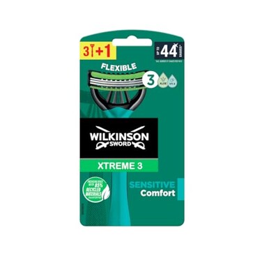 Wilkinson Sword Xtreme 3 Sensitive Disposable Razor Pack of 3 Plus 1 Free