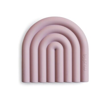 mushie Silicone Baby Teether Toy Rainbow Mauve