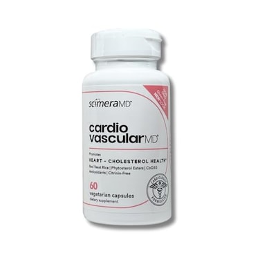 مكمل غذائي من الأرز الأحمر المخمر من شركة Scimera Bioscience ScimeraMD CardiovascularMD مع إسترات الفيتوستيرول، و CoQ10، مصمم خصيصًا لدعم صحة القلب وخفض الكوليسترول، 60 كبسولة، تركيبة طبية معتمدة من أطباء القلب