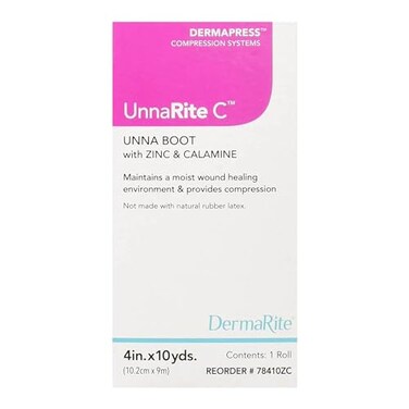 DermaRites UnnaRite C Unna Boot with Zinc Oxide and Calamine Gentle Compression for Venous Leg Ulcers 4 in x 10 Yards 1 Roll