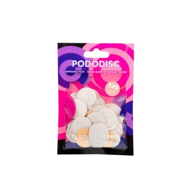 أقراص STALEKS PRO Expert PODODISC M للاستخدام مرة واحدة، مبردات للقدمين، حبيبات 320، 50 قطعة، مبردات كاشطة لتلميع وتنعيم القدمين على المدى الطويل، أقراص متوسطة الحجم