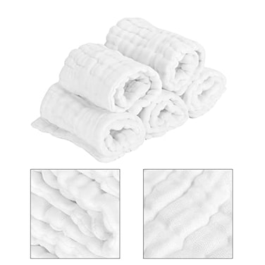 Tnfeeon Reusable Baby Cloth Diapers Soft Breathable Absorbent Washable Nappy Towels for Newborn Infant Cotton White 46 x 15 cm 5 Pack