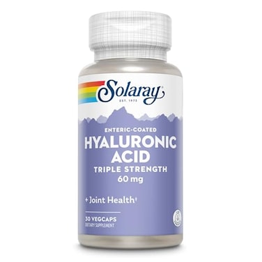 SOLARAY Hyaluronic Acid Triple Strength Skin Elasticity and Firmness Support Plus Vitamin C Lab Verified 30 Servings 30 VegCaps
