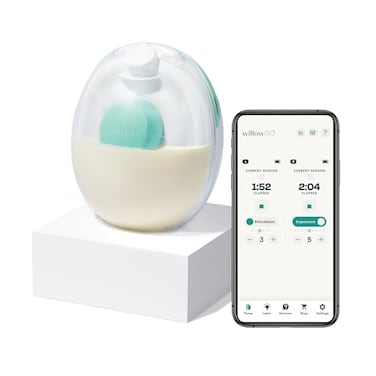 Willow Go Wearable Breast Pump Hands Free Single Electric Breast Pump Wireless InBra Design with 15 level Hospital Grade Suction includes 24mm 21mm Flanges 5oz Reusable Containers App enabled