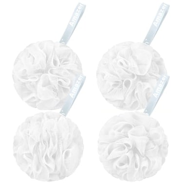 AmazerBath Loofah Sponge 60gPiece Exfoliating Bath Sponge Body Scrubber Loofa Set of 4 Snow White