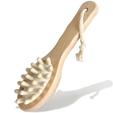 Jaasuee Dry Body Brush for Lymphatic Support Cellulite Massage Natural Bristle Skin Exfoliator for Back Legs and Feet Body Scrub for Ingrown Hair and Skin Bumps