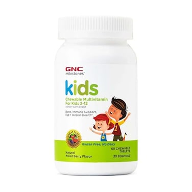 GNC Milestones Kids Chewable Multivitamin for Kids 212 60 Chewable Tablets Supports Bones Immune System Eyes and Overall Health