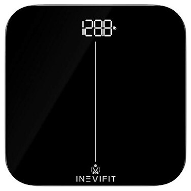 ميزان حمام INEVIFIT، ميزان رقمي عالي الدقة لقياس وزن الجسم حتى 400 رطل، مزود ببطاريات.