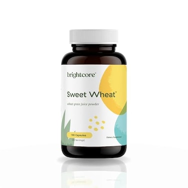 Brightcore Nutrition Sweet Wheat ReadytoDrink Athletic Greens Super Greens with Digestive Enzymes for Digestive Health and Immune Boost 180 Wheatgrass Juice Powder Capsules