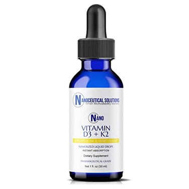 Nanoceutical Solutions Nano Vitamin D3K2 Nanosized Liquid Particles Rapid Absorption 5000 IU Potent Formulation 1Fl Oz NonGMO Gluten Free Supports Bone Joint Heart Immune Health