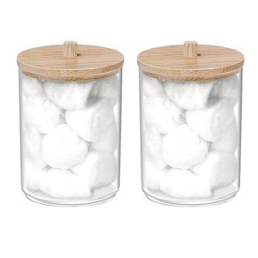 eyxformula 250 Count Cotton Balls 100 Pure Organic Cotton Soft Super Absorbent Includes 2 Cotton Ball Holders for Bathroom Vanity Perfect for Face Makeup Remover Nail Polish Removal Crafts Pet Care
