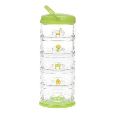 Innobaby Packin Smart Stackable and Portable Storage System for Formula Baby Snacks and More 5 Stackable Cups in Lime Sorbet BPA Free