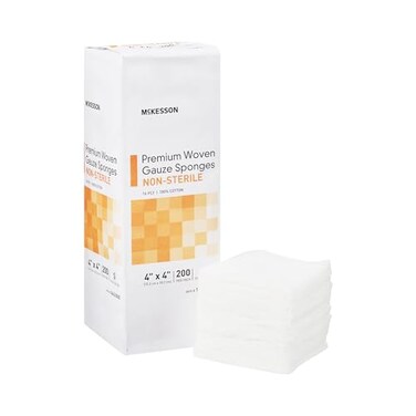 McKesson Premium Woven Gauze Sponges NonSterile 16Ply 100 Cotton 4 in x 4 in 200 per Pack 10 Packs 2000 Total
