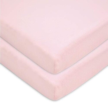 American Baby Company 2 Pack 100 Natural Cotton Fitted Mini Crib Sheets 38 x 24 Soft Breathable Small Nesting Portable Sheets Fits Pack N Play Mattresses Pink for Boys Girls