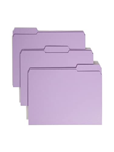 Smead File Folder Reinforced 13Cut Tab Letter Size Lavender 100 per Box 12434