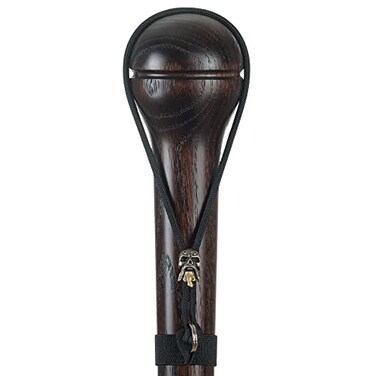 Asterom Handmade Walking Stick for Men Solid Hardwood Carved Cane with Unique Paracord Skull Strap Nutcracker